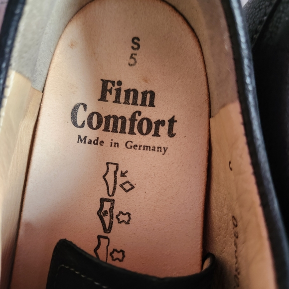 Finn Comfort Charcoal Black Leather Men's Oxfords 5 - Picture 2 of 3